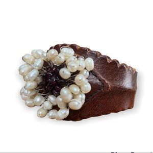 Vintage bohemian leather bracelet .